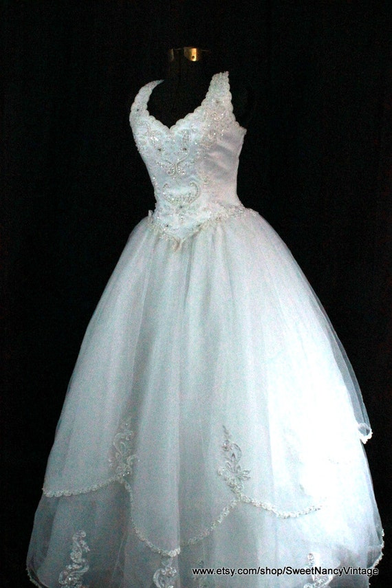 White Wedding Cupcake Dress Prom Dress Size by SweetNancyVintage