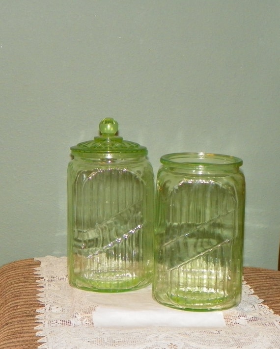 Vintage Hoosier CANISTERS 1/2 Gallon Depression Glass