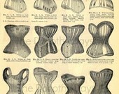 Vintage corset advert -  women's underwear antique advertisement - pin up girl - home decor prints - art prints -