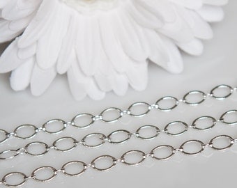STORE CLOSING! ChS018 - 9 x 5mm Oval Silver Chain - 5 Feet