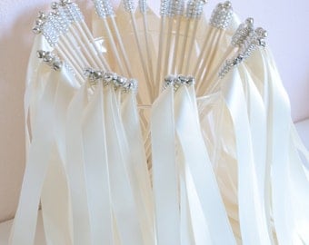 Chic Wedding Ribbon Wands Send Off Set Of 100 Double Ribbon Wands