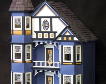 Genevieve, The Great Painted Lady Victorian Wooden Dollhouse Kit with Turntable, Treasury List, Scale One Inch