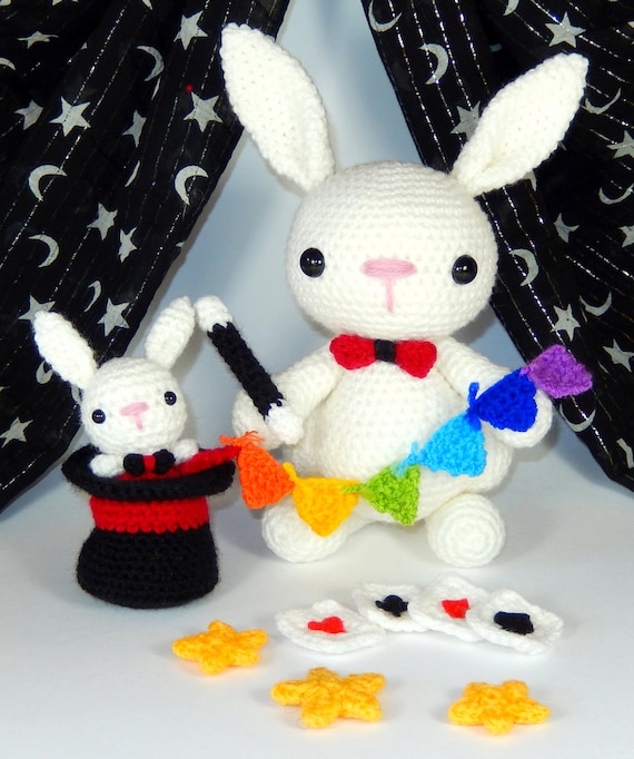 The Great Marvello and Little Marvin, Magician Rabbits, Amigurumi Crochet  Pattern