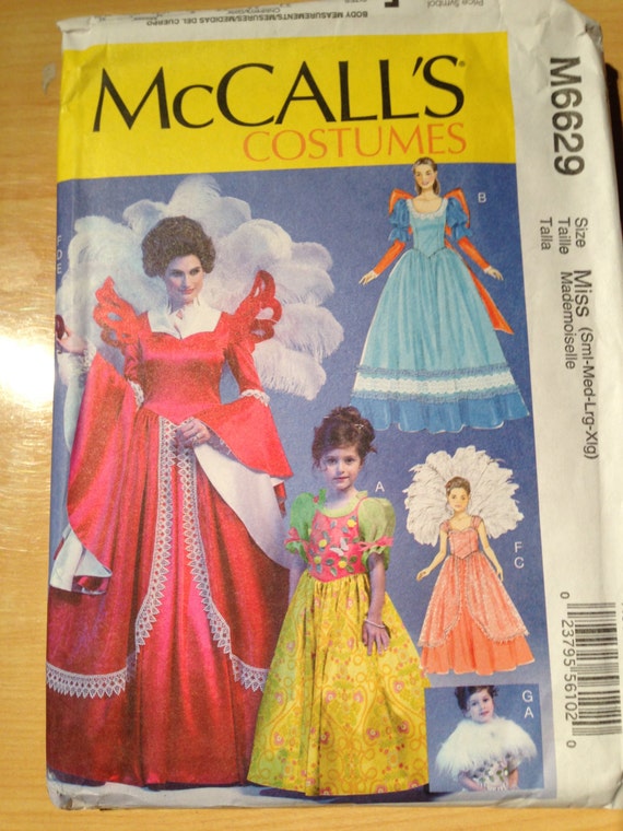 McCalls Sewing Pattern 6629 Misses and Girls Costume Fairy Tale Queen and Princess Size S - XL