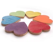 Big Rainbow Hearts - Color Sorting - Waldorf Eco Friendly Toy - Montessori Preschool Hearts Set of 6