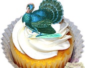 Turkey Edible Decoration - 12 Cupcake Charms - Edible Print - Thanksgiving - Cupcake topper Il_170x135