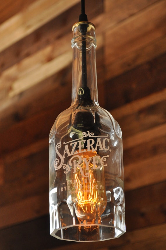 Sazerac Rye Whiskey Recycled bottle lamp