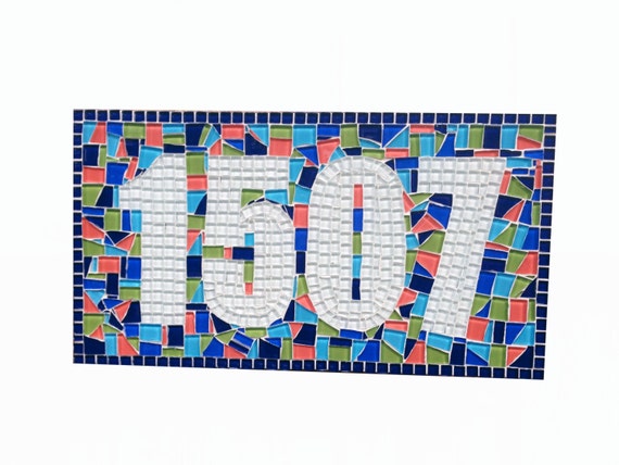 Colorful Mosaic Address Plaque Outdoor House by GreenStreetMosaics