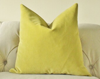 Designer Decorative Pillow Cover - Citrine Velvet Pillow Cover - Solid Lime -Throw Pillow - Citron Pillow Cover - Chartreuse Pillow Cover