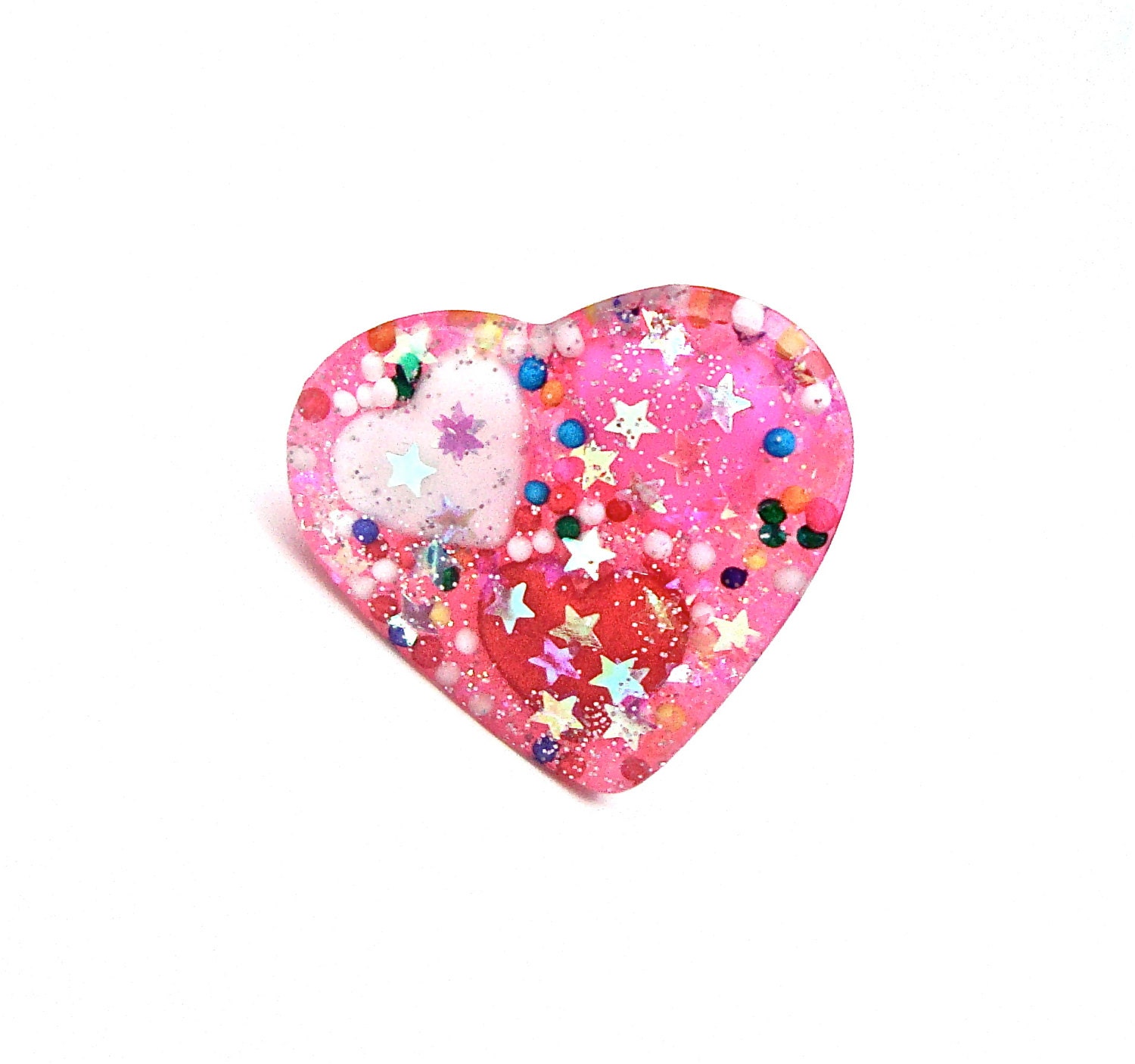 Pink Candy Heart Ring Glitter Resin Ring Pink Heart Ring