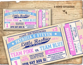 Baseball gender reveal invitation - baseball baby shower invite- DIY sports coed couples gender reveal invitation