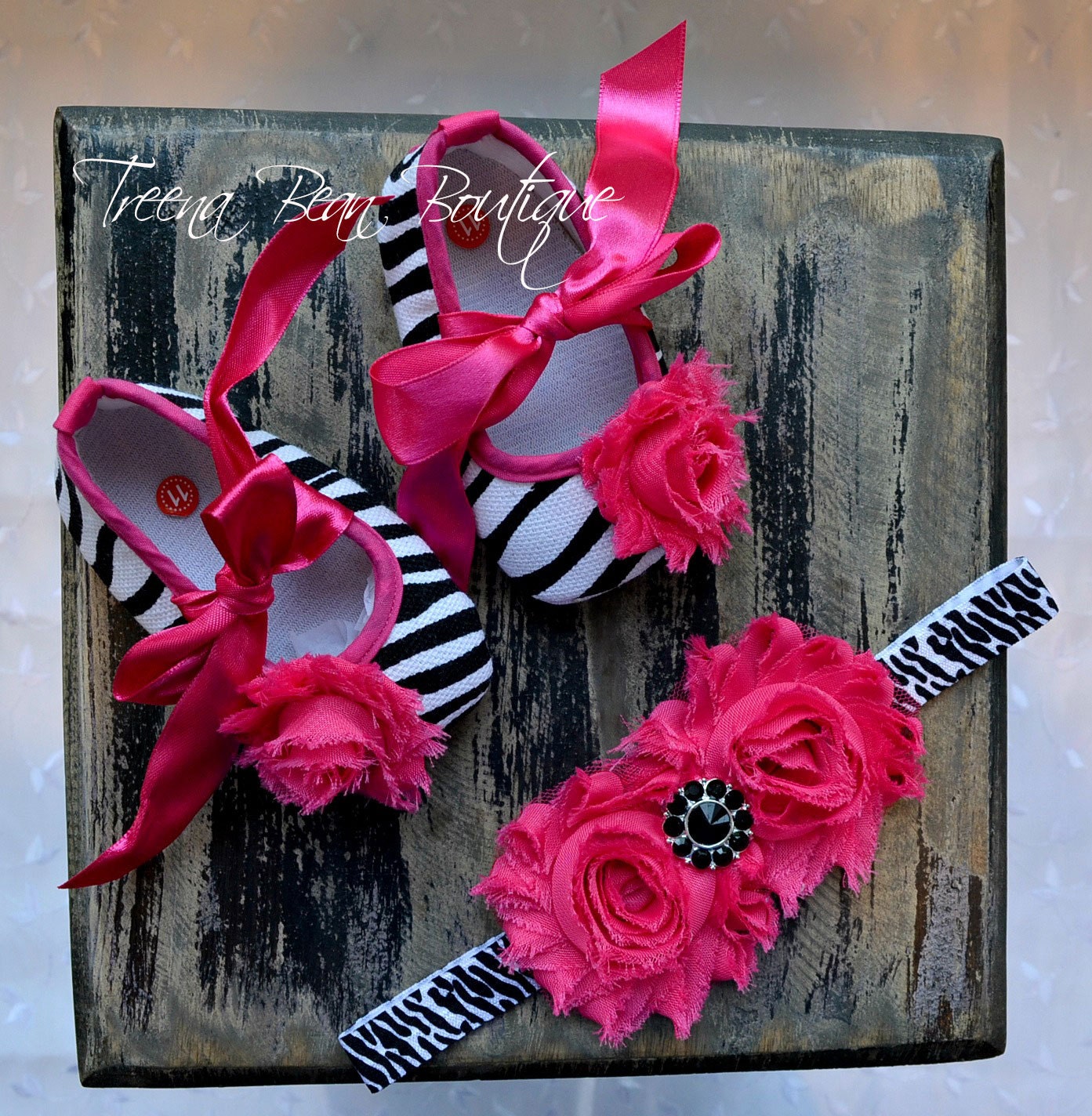 Hot Pink Zebra Baby Girl Shoes Fancy Glamour Baby by TreenaBean