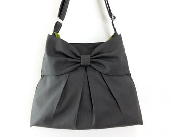 Canvas Bag Diaper bag Shoulder bag Hobo bag Handbags Tote bag Messenger bag Purse Everyday bag Bow bag Dark Gray Tanya(S)
