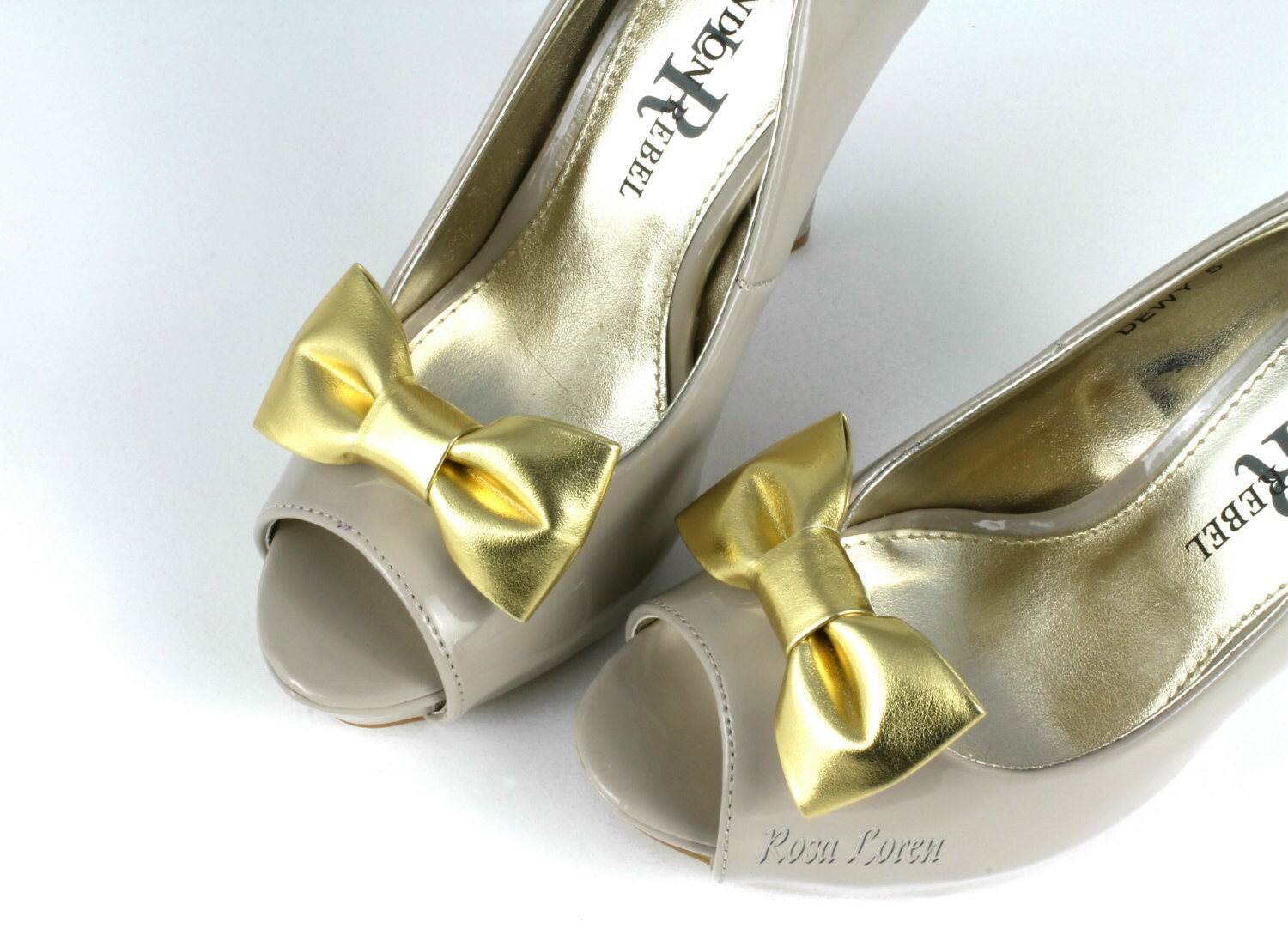 Gold Shoe Clips Metallic Gold Bow Shoe Clip by BouquetByRosaLoren