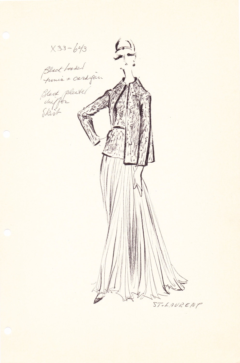 Original Vintage Fashion Sketch Stat Sheet By The House Of 9470