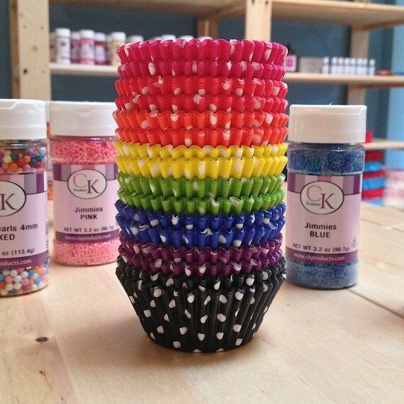 Cupcake Liners - Rainbow Polka Dot - 275 Count - Baking and Party Supplies Il_570xn