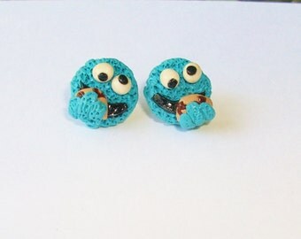 cookie monster or elmo stud earrings