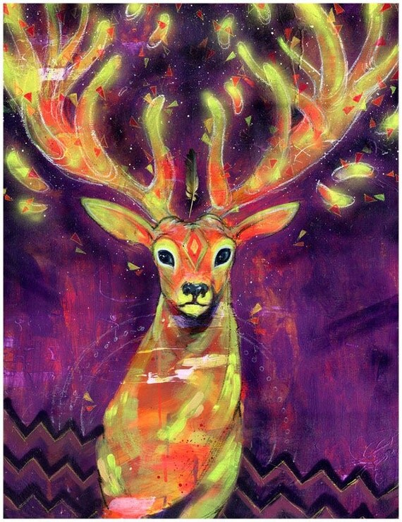 Deer Art Print Surreal Art Mixed Media Art Wall Art