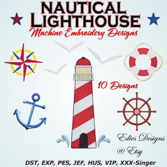 Nautical Lighthouse Machine Embroidery Designs