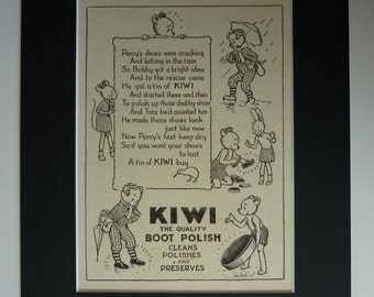 1940s Vintage Kiwi Shoe Polish Adve rt - Retro Advertisement - New ...