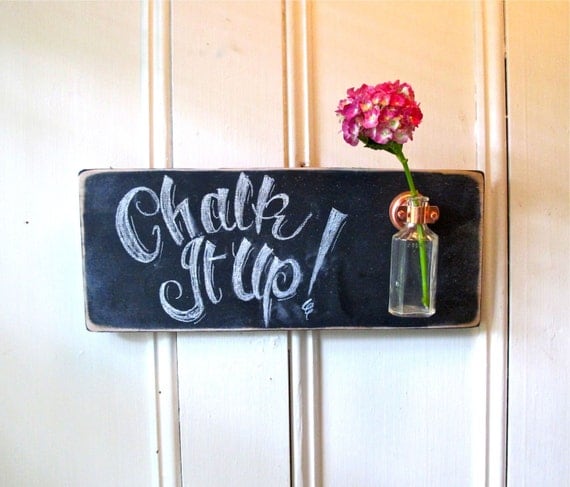 Chalkboard Wall Flower Vase, Distressed, Rustic, Antique Bottle, Kitchen Decor, Signage, Home Decor, Gift