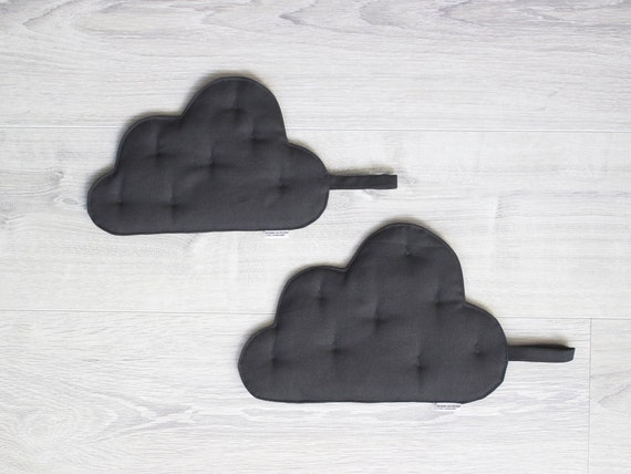 Pot holders Set of 2 clouds Grey cotton canvas Storm clouds Kitchen Pot Holders & Trivets