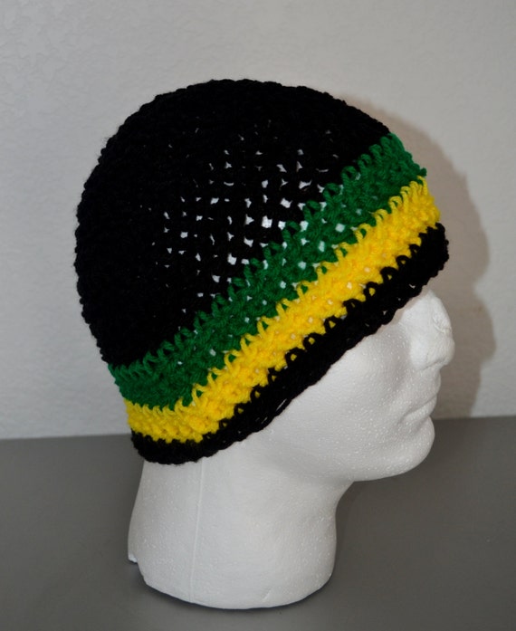 Men's Crochet Jamaican Skull cap/ Crochet Beanie/ by Africancrab