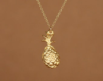 Pineapple necklace - gold pineapple necklace - tropical necklace - a sweet little gold pineapple on a 14k gold vermeil chain
