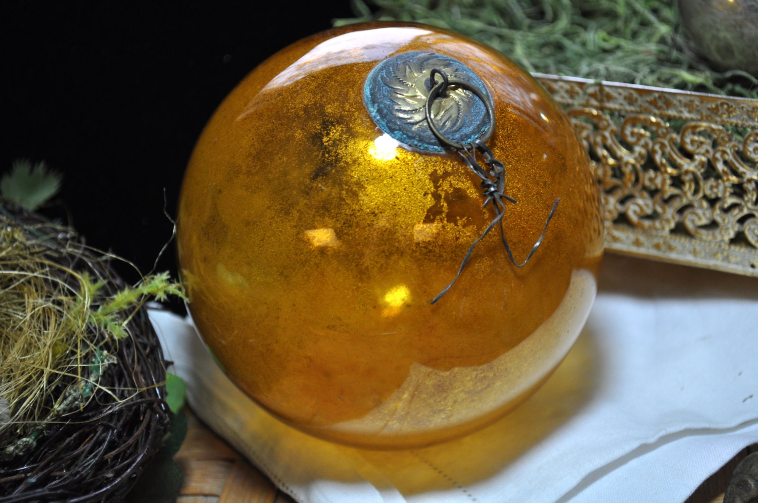 Antique Kugel Gold Ornament Great Buy by SouthernSisAntiques