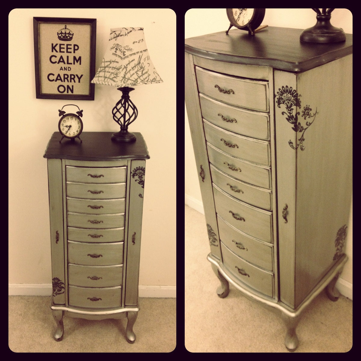 ReservedAntiqued Silver Jewelry Armoire by FurnitureAlchemy