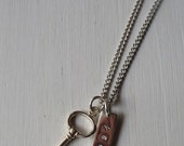 Necklace hand stamped - Key + Keeper