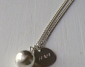 Necklace hand stamped - Ball + Initials