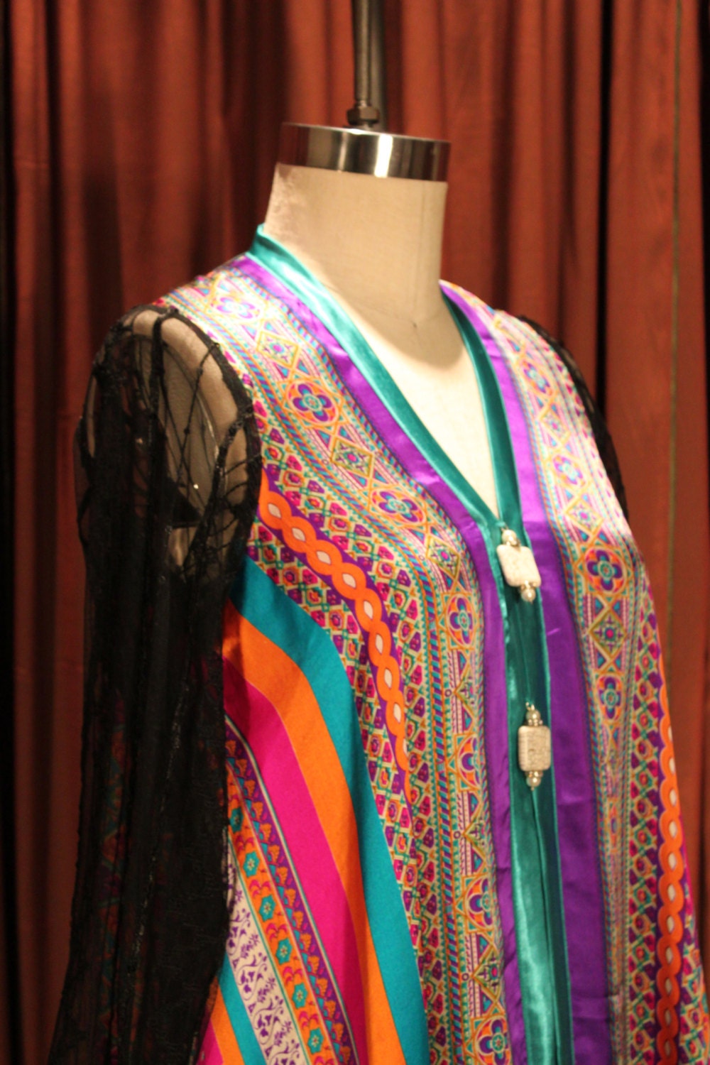 Tribal print silk Kurta Kurti Dress Tunic by KhasApparelSociety