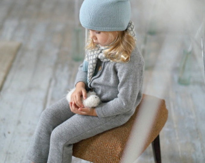 Kids light blue hat / baby / children / toddler / alpaca wool slouchy beanie / over-sized hat / knit unisex hat