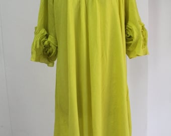 Free ship - Neon Lime Plus Size Top 4X Tunic Pleated Neckline Flowing Hem