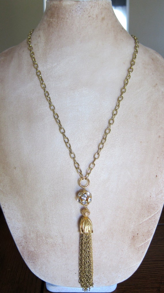 Items similar to Gold Tassel Necklace on Etsy