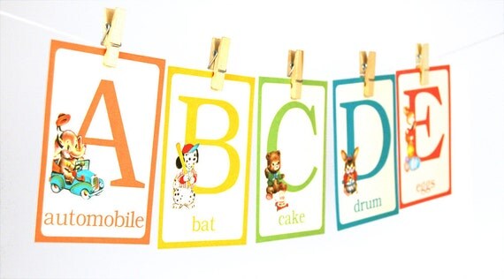 Digital animal alphabet ABC flashcards / printable nursery