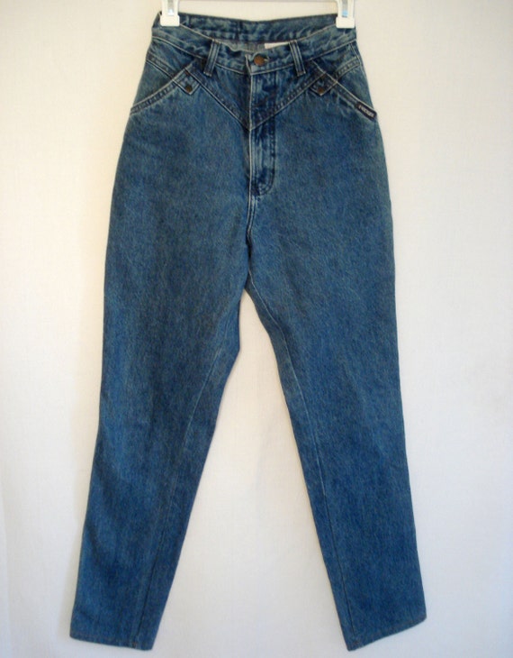 Vintage 80s Rockies High Waist Blue Denim Tapered Jeans XS S