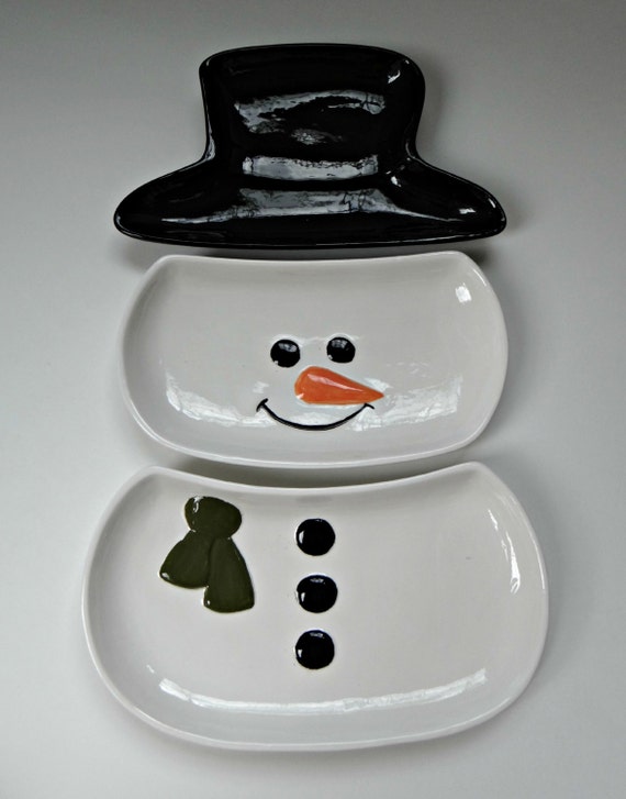 Items similar to Snowman Serving Platters. 3 Piece Serving Dishes