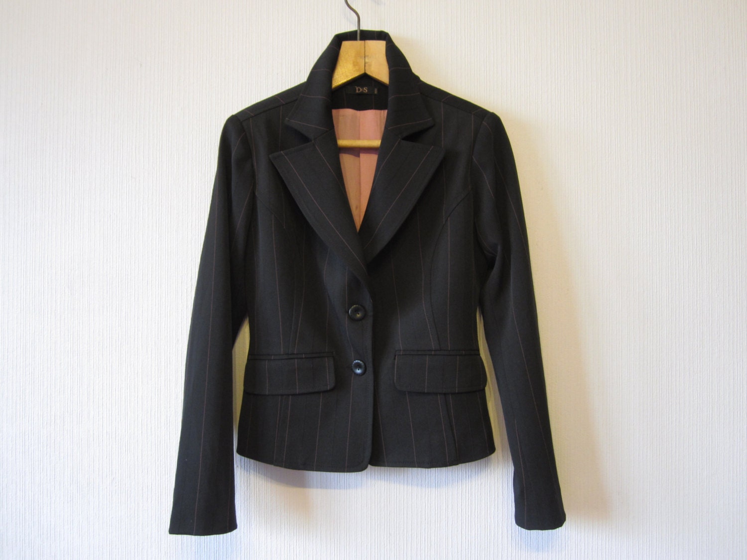 Black Striped Blazer Women Formal Jacket Black Fitted Jacket