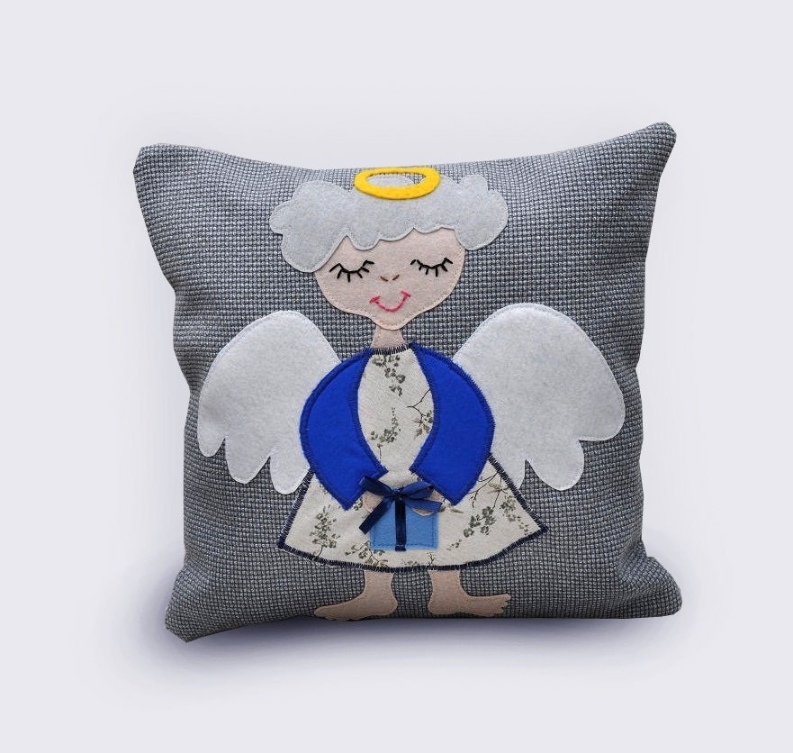 Angel pillow blue angel cushion decorative pillow angel