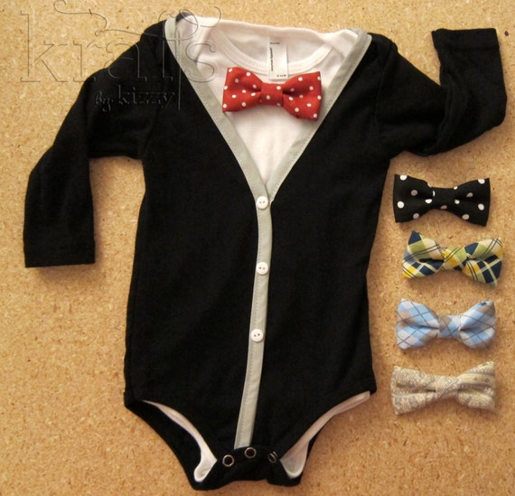 Baby Boy Black with Grey Cardigan Outfit with by KraftsbyKizzy