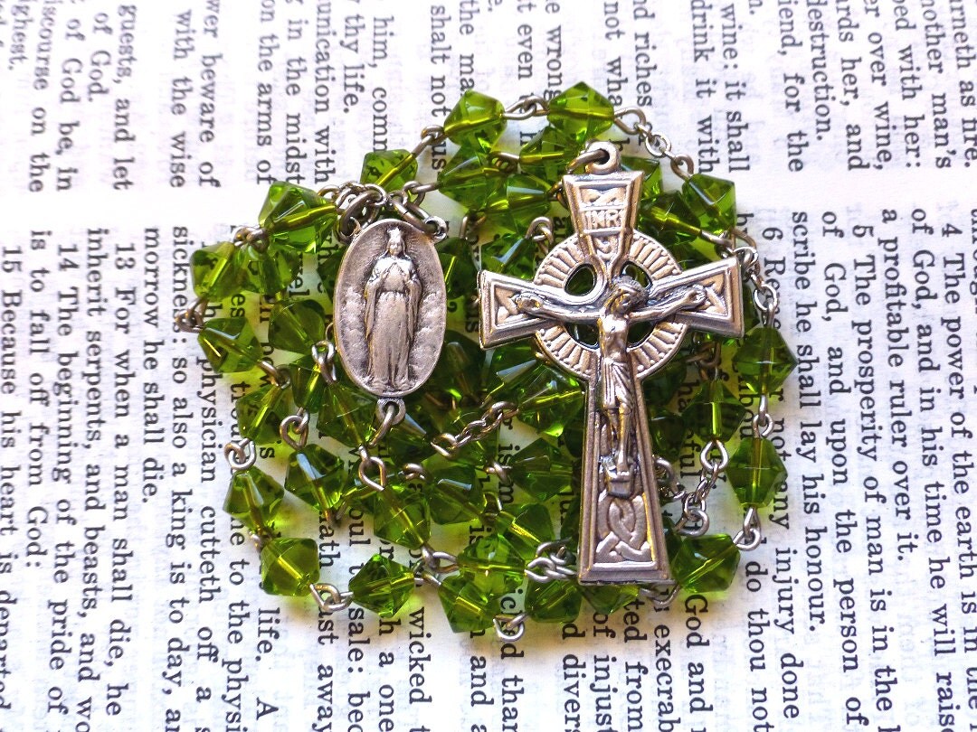 Our Lady of Knock Rosary Irish Rosary Celtic Faceted Light