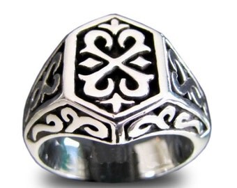Medieval Knights Templar Ring Celtic Crest Design in Sterling Silver ...