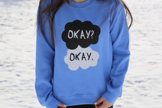 The Fault In Our Stars Okay Okay Blue Fleece Crewneck Sweatshirt