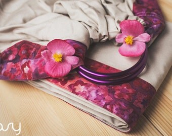 Baby ring sling - Baby Carrier - Fuchsia - Beige