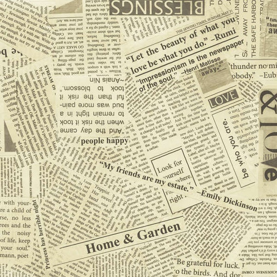 Collage Newsprint Fabric Paper Newsprint by Carrie Bloomston