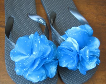 Flower Flip Flops, Flip Flops with Handmade Fabric Flowers, Fabric ...