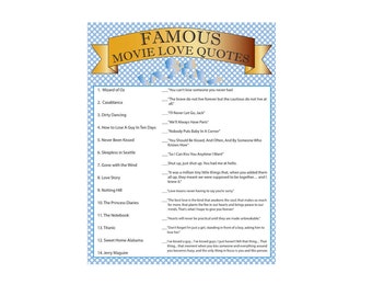 ... Instant Download Printable Bridal Shower Game Famous Movie Love Quotes