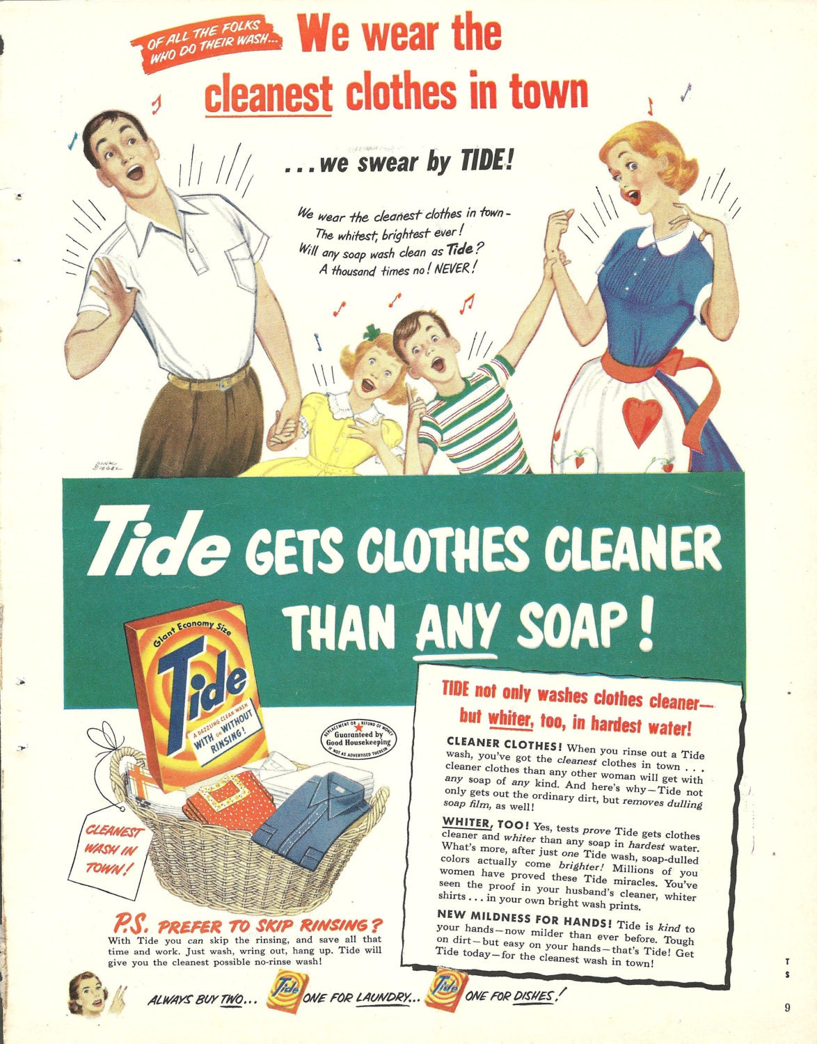 Vintage Tide Laundry Detergent Print Ad 1952 by oldpaperandmore